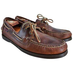 Sebago Docksides Brown Leather Slip On Boat Shoes Size 10 W Mens Classic Deck